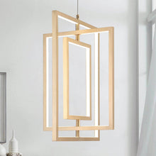 Lithops 3-Light 15.5" Minimalist Gold LED Chandelier, Square