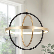 Syzygy 1-Light Modern Black&Gold LED Chandelier, Orbital Pendant