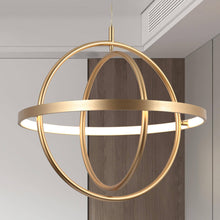 Syzygy 1-Light 23" Modern Gold LED Chandelier, Orbital Pendant