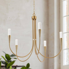 Handpicked 5-Light 24" Modern Brass LED Chandelier, Candlestick