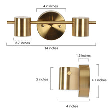 Selaginella 2-Light Modern Brass Cylinder LED Wall Sconces