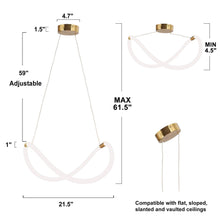 Chrysanthe 1-Light 21.5" Modern Brass LED Chandelier, Geometric