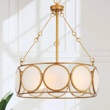 Welntscpia 3-Light 16.5"Modern Frosted Glass Gold Chandelier, Drum