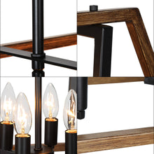 Cypripedium 8-Light 30-in Black&Wood Farmhouse Rectangle Kitchen Island Light