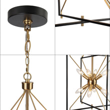 Spinaphine 8-Light 16" Modern Minimalist Black Chandelier, Square