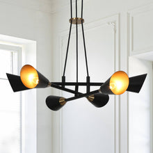 Anthurium 6-Light 26" Modern Black Chandelier, Sputnik