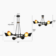 Anthurium 6-Light 26" Modern Black Chandelier, Sputnik