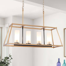 Estrellad 5-Light 28.5-in Black&Gold Rectangle Kitchen Island Light