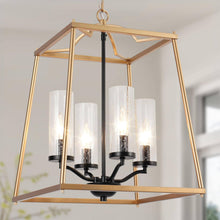 Dammonbert 4-Light 14" Modern Black Chandelier, Hollo Frame Square