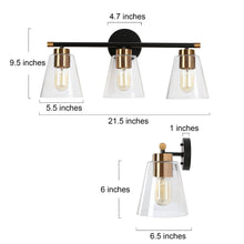 Aurelienne 3-Light Black and Brass Vanity Light