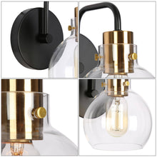 Luffa 1-Light Modern Black & Gold Wall Globe Clear Glass Sconces