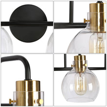 Luffa 4-Light Black and Brass Vanity Light