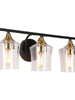 Druggiming 3-Light Black and Brass Vanity Light