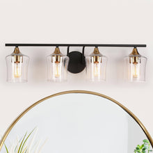 Druggiming 4-Light Black and Brass Vanity Light