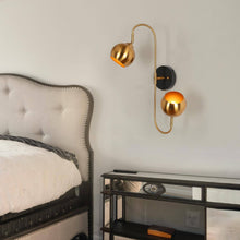 Semerisy 2-Light Modern Black and Gold Armed Wall Sconces