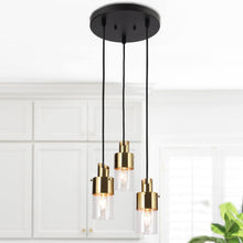 Iphigenia 3-Light 10" Black and Brass Chandelier, Cluster