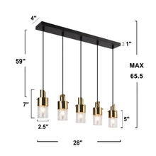 Iphigenia 5-Light 28-in Black&Brass Modern Cluster Kitchen Island Light