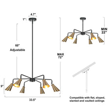 Paradiselier 6-Light 33.5" Modern Brass Chandelier, Radial