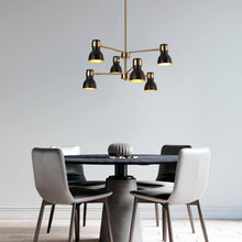 Elinkarce 6-Light 24.5" Modern Black&Gold Chandelier, Sputnik