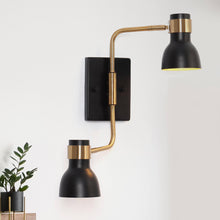 Elinkarce 2-Light Modern Black and Gold Armed Wall Sconces