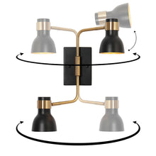 Elinkarce 2-Light Modern Black and Gold Armed Wall Sconces