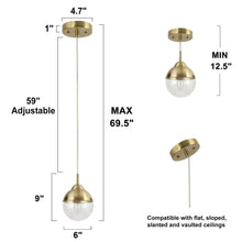 Pamtonodo 1-Light Mini Brass Modern Pendant Light Fixtures