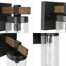 Bonnie 1-Light Black and Wood Vanity Light