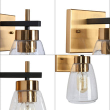 Rhododendron 1-Light Black & Gold Seeded-Glass Bell Wall Sconces