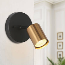 Serrulata 1-Light Modern Black and Gold Cylinder Wall Sconces