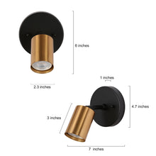 Serrulata 1-Light Modern Black and Gold Cylinder Wall Sconces