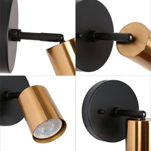 Serrulata 1-Light Modern Black and Gold Cylinder Wall Sconces