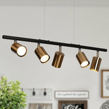 Serrulata 5-Light 28.5-in Black&Gold Modern Linear Kitchen Island Light