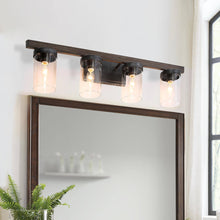 Rayuela 4-Light Black and Wood Vanity Light