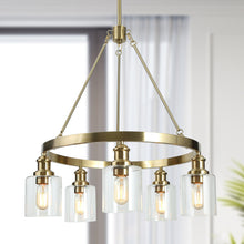 Arlimutike 5-Light 25" Modern Brass Chandelier, Wagon Wheel