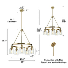 Arlimutike 5-Light 25" Modern Brass Chandelier, Wagon Wheel