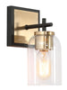 Ephedra 1-Light Modern Black and Gold Glass Bell Wall Sconces