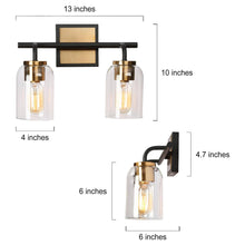 Ephedra 2-Light Black and Brass Vanity Light