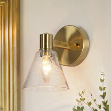 Kendyleigh 1-Light Modern Gold Seeded-Glass Cone Wall Sconces