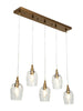 Fupotoss 5-Light 30.5-in Gold Modern Cluster Kitchen Island Light with Textured Glass