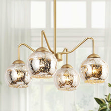 Demhuiwo 4-Light 21" Modern Gold Chandelier, Radial, Mercury Glass