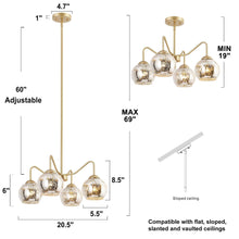 Demhuiwo 4-Light 21" Modern Gold Chandelier, Radial, Mercury Glass