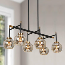 Rafflesia 6-Light 27.5-in Black Modern Linear Kitchen Island Light with Textured Glass