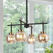 Rafflesia 4-Light 21" Modern Globe Glass Black Chandelier, Radial