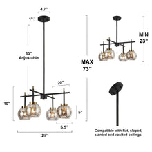 Rafflesia 4-Light 21" Modern Globe Glass Black Chandelier, Radial