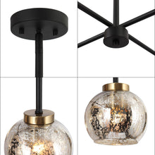 Rafflesia 4-Light 21" Modern Globe Glass Black Chandelier, Radial