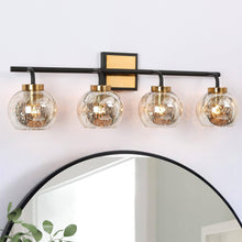 Rafflesia 4-Light Black and Brass Vanity Light