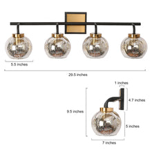 Rafflesia 4-Light Black and Brass Vanity Light