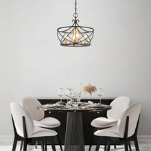 Bpricotine 4-Light 16" Modern Black Chandelier, Hollow Frame Drum