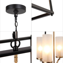 Estrellad 4-Light 14" Modern Black Chandelier, Hollow frame Square