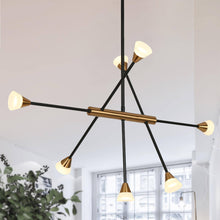 Cepeaul 7-Light 32.5" Modern Black&Gold LED Chandelier, Sputnik